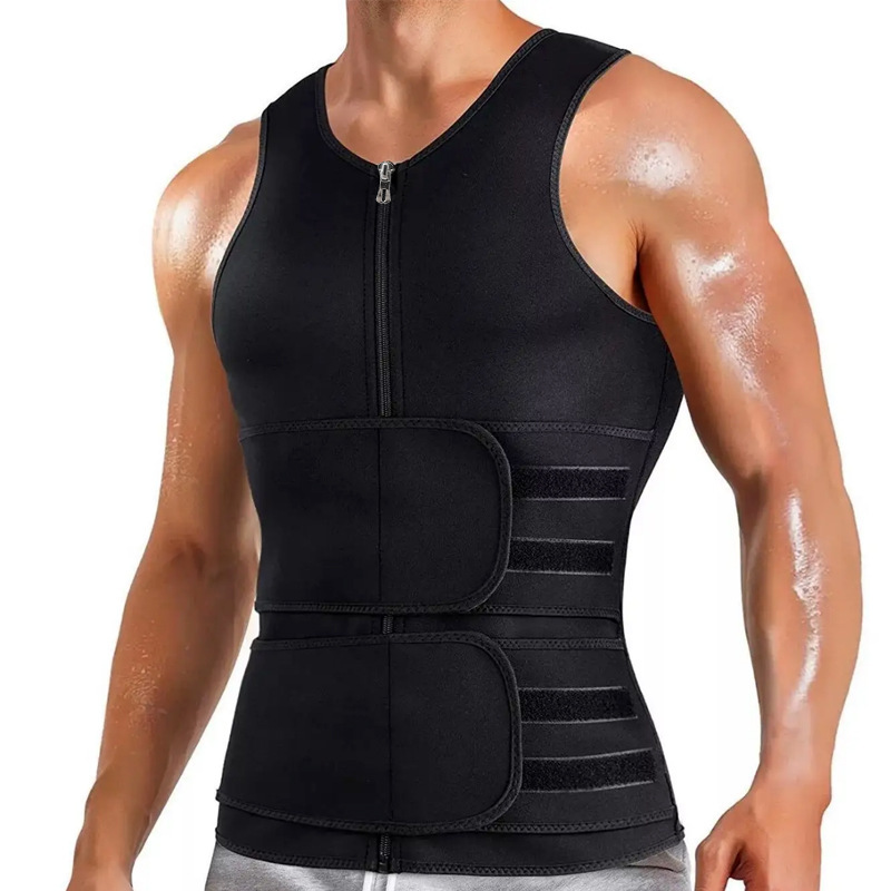 Cross-border Men's Double Belt Vest Shaper Reinforced Sweat Rubber Corset Sport Waist Tight Belt