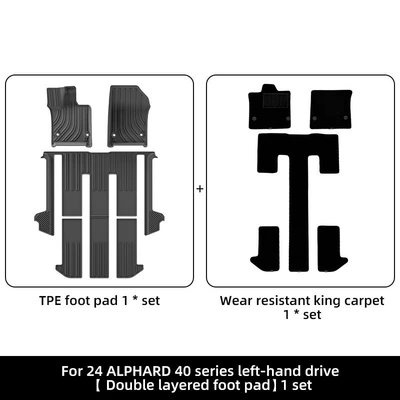 Waterproof Tpe Floor Mats Trunk – Modelə uyğun ayaqaltı - 24-models-of-alphard-40-series-left-hand-drive-double-layer-wear-resistant-king-floor-mats