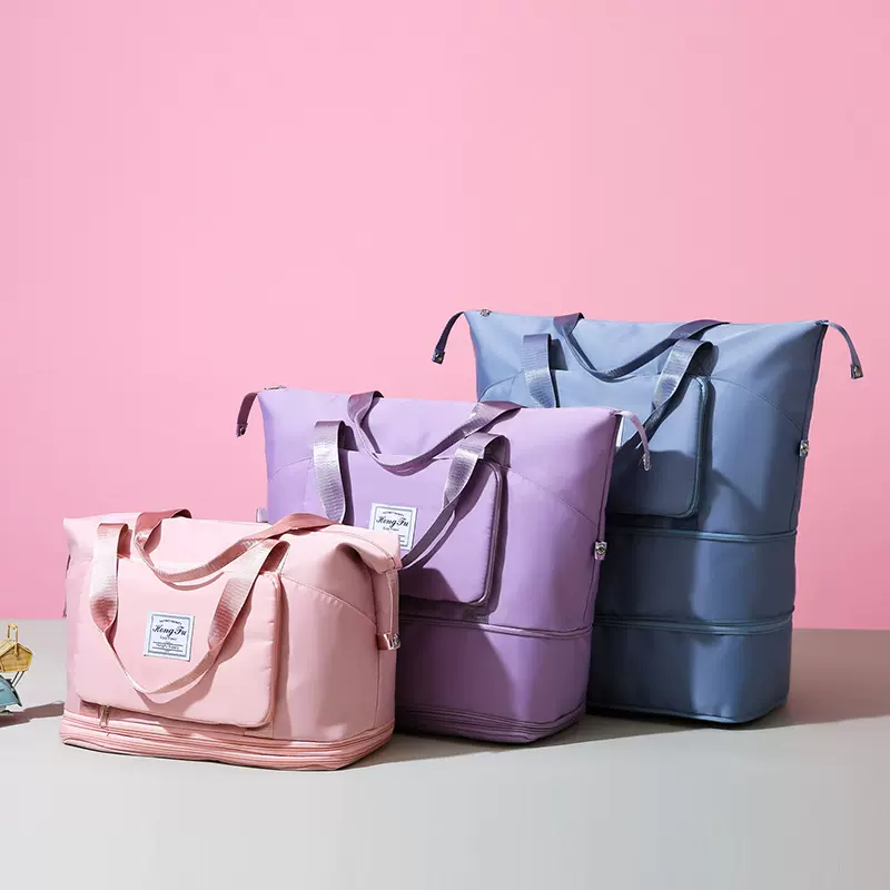 双层扩展旅行袋大容量短途干湿分离健身包游泳包手提行李包折叠包