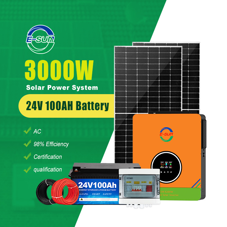 Sistema de almacenamiento de energía solar fotovoltaica de 3.6KW 220V estándar europeo número de paneles solares fuera de la red paquete de baterías opcional