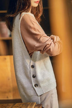 春秋季无袖针织马甲宽松圆领毛衣背心女韩版外穿百搭坎肩小外搭潮