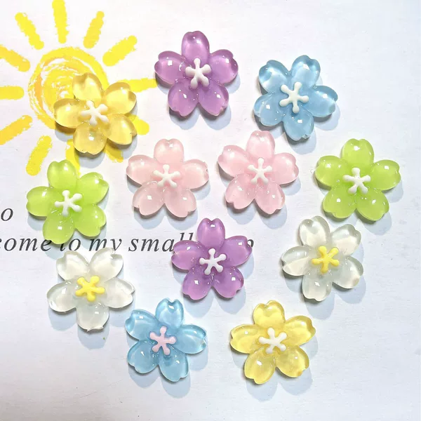 Crystal transparent five-petal flower DIY cream glue jewelry accessories refrigerator phone shell headdress hair clip wholesale