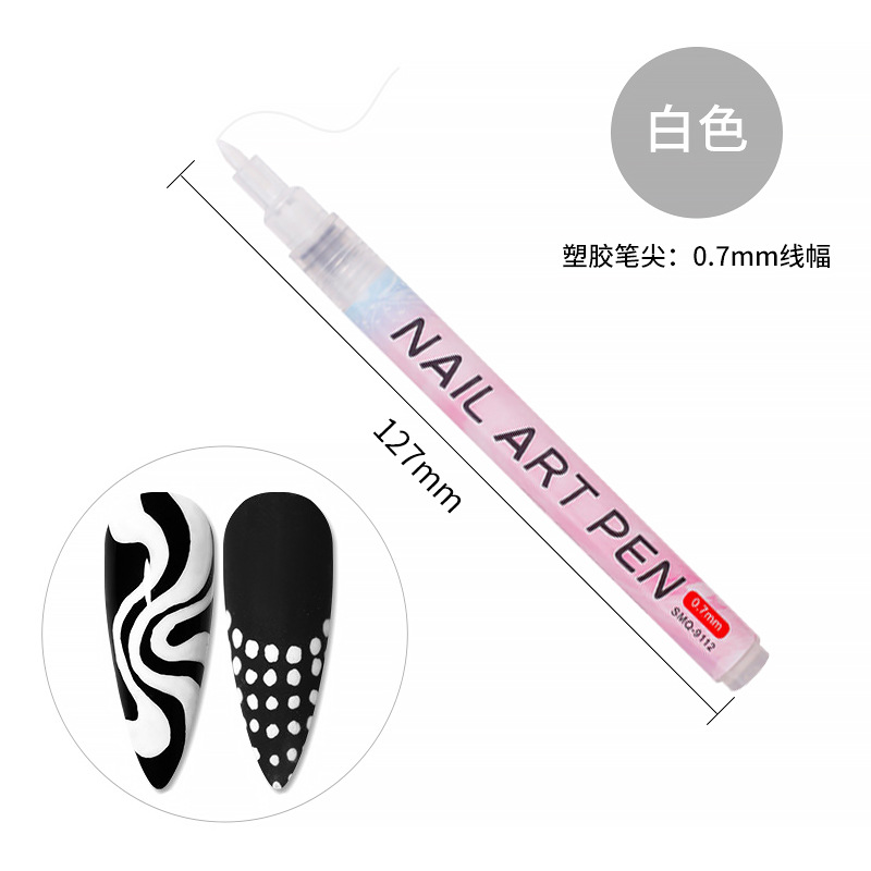 SOMEQI Bolígrafo para decoración de uñas de 12 colores para pintar y puntear, bolígrafo con punta de aguja para diario DIY, bolígrafo para delinear, bolígrafo para grafiti para decoración de uñas.