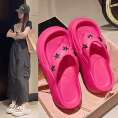 簡約大氣星星鉚釘人字拖女夏季百搭厚底夾板拖鞋防滑外穿軟底涼拖