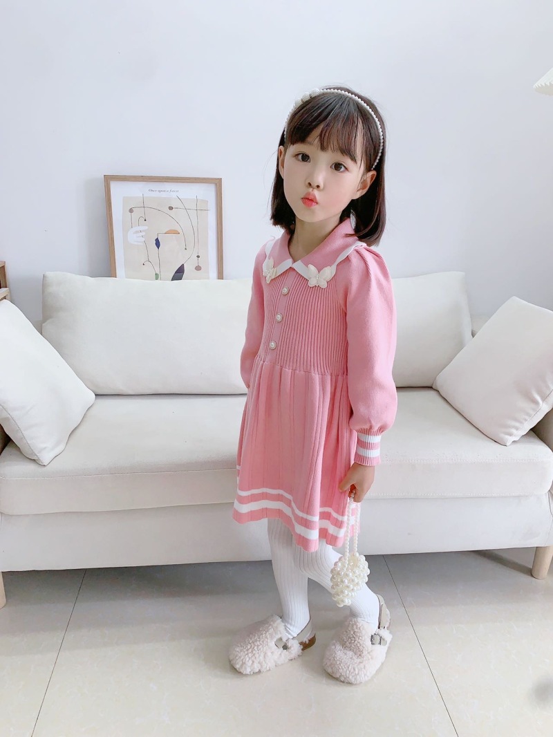 Mädchen Pullover 2023 Herbst/Winter Neue Koreanische Ausgabe Ausländer Mädchen Baby Stricken Mode Süße Prinzessin Kleid_voghion.com