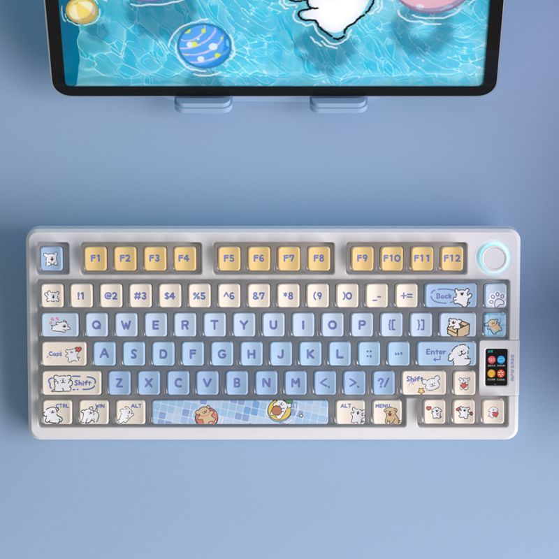 New Mechanical Keyboard Keycap Line Puppy Theme Pudding Four-Sided Translucent Magnetic Axis Universal Customized Full Set