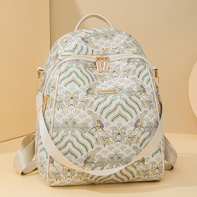 Comercio exterior al por mayor 2024 nuevo estilo de moda literatura y arte para mujer mochila de viaje multifuncional simple de gran capacidad al por mayor