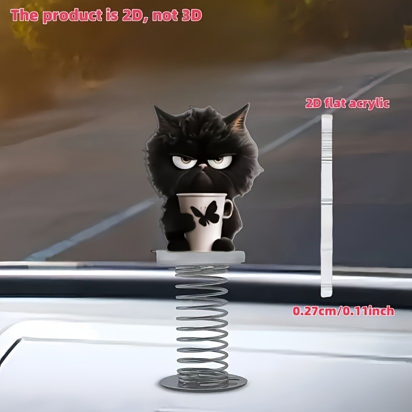 Cross-Border Acrylic New Cute Water Cup Kitten Flat Car Interior Decoration Ornaments Bicycle Spring Shaker