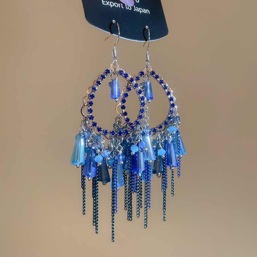 Aguja de plata con diamantes de cristal pendientes de bordilla estilo nacional pendientes de temperamento pequeño ligero lujo de alta calidad industria pesada exageración pendientes