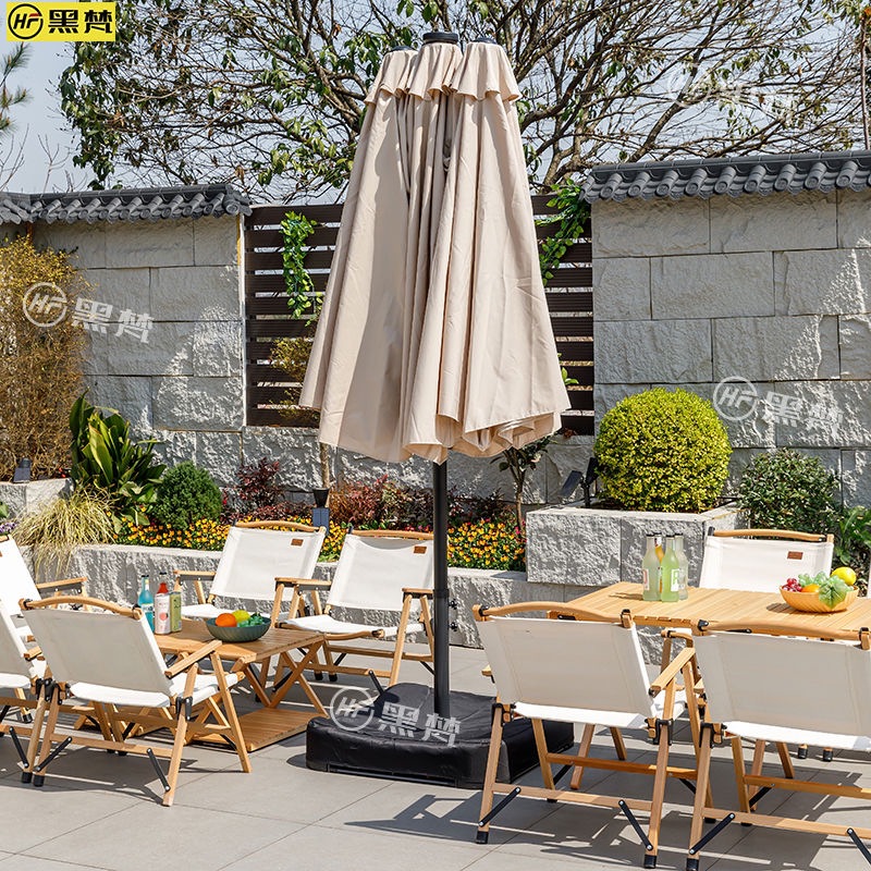 Parasol outdoor large umbrella courtyard three-head umbrella…