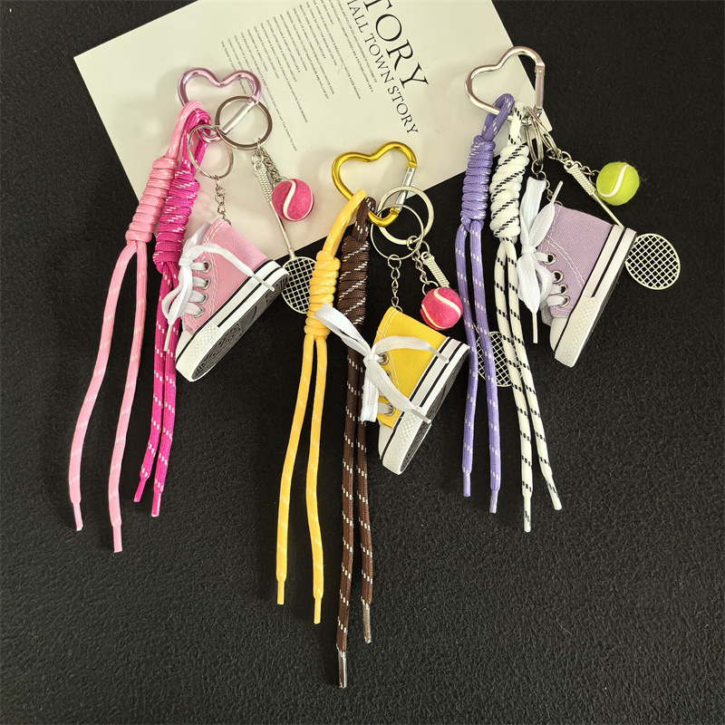 Sports Style Shoes Tennis Keychain Niche High-End Miu Series Bag Braided Rope Pendant Wholesale