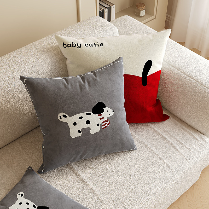 New Year's Red Living Room Sofa Pillow Waist Pillow with Core Cartoon Versatile Bedroom Bedside Atmosphere Cushion Back Cushion