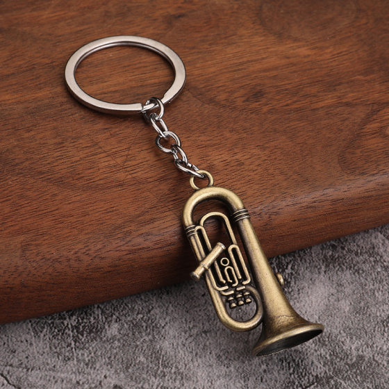 Cross-border wholesale mini musical instrument miniature toy saxophone mini metal key ring pendant music gift
