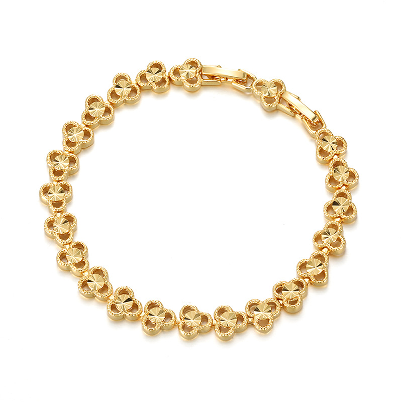 Xuping ligero lujoso temperamento pulsera de aleación de cobre moda simple geometría circular joyas de flores joyas diarias fáciles de usar joyas mujeres