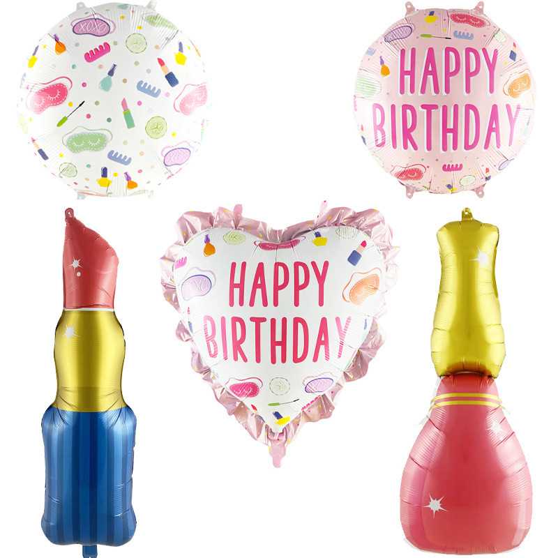 Beauty Makeup Makeup Theme Balloon Girls Makeup Lipstick Styling Children's Birthday Party Layout Supermarket Opening Balloon