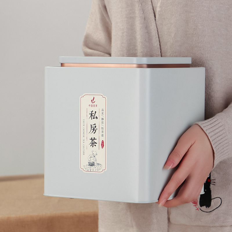 高檔茶葉罐馬口鐵罐一斤裝紅茶綠茶福鼎白茶通用方形金屬包裝罐子