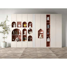 工厂定制家装书房整墙书柜 书架展示柜家用落地固定收纳柜固装柜