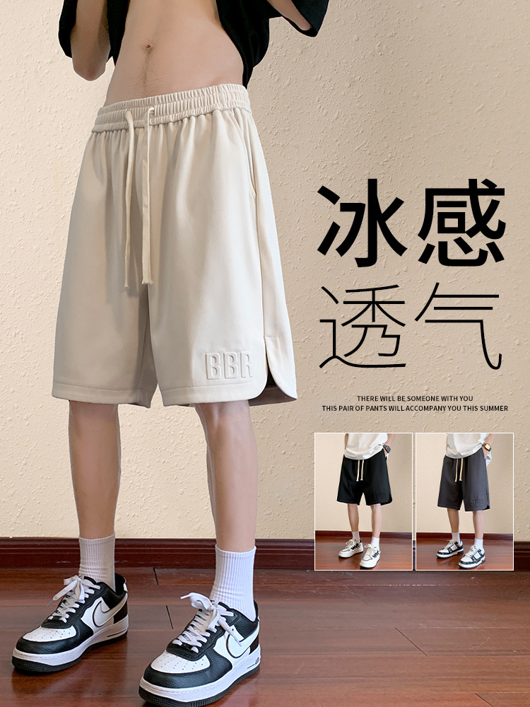 nasa ice silk steel printed shorts men‘s summer thin loose sports basketball cropped men‘s outer wear shorts