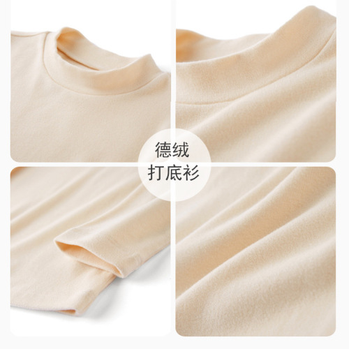  Winter Close-Fitting Children's Autumn Base Layer: Mid-to-Little Kids' Semi-Neck Warm-Keeping Baby Tops for Spring and Autumn