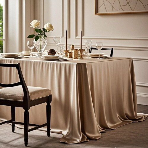 Silk Damask Tablecloth for High-End Hotel Conference Tables - Rectangular, Thick White, Luxurious and Elegant Long Tablecloth