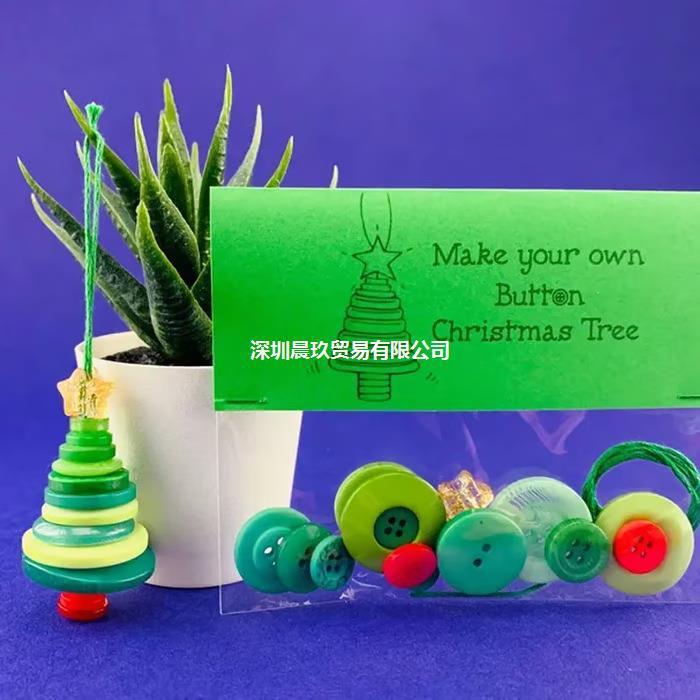 新款 DIY Button Snowman Ornament Kit DIY纽扣雪人装饰套件|undefined