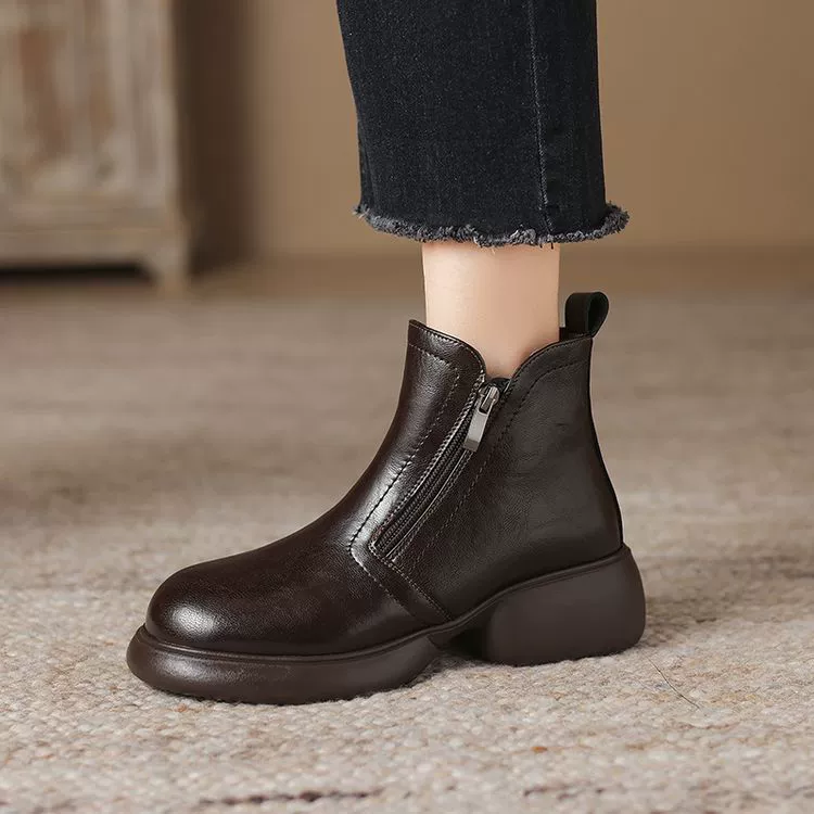 Британский стиль ретро кожаные туфли с толстым каблуком Martin сапоги женские осень-зима новые теплые шерстяные толстые сапоги с мягким дном Челси