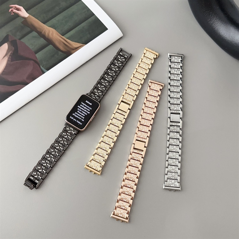 For Samsung Galaxy Fit3 Strap Fit3 Watch Three Diamond-encrusted Metal Wristband Fit3 Smart Strap