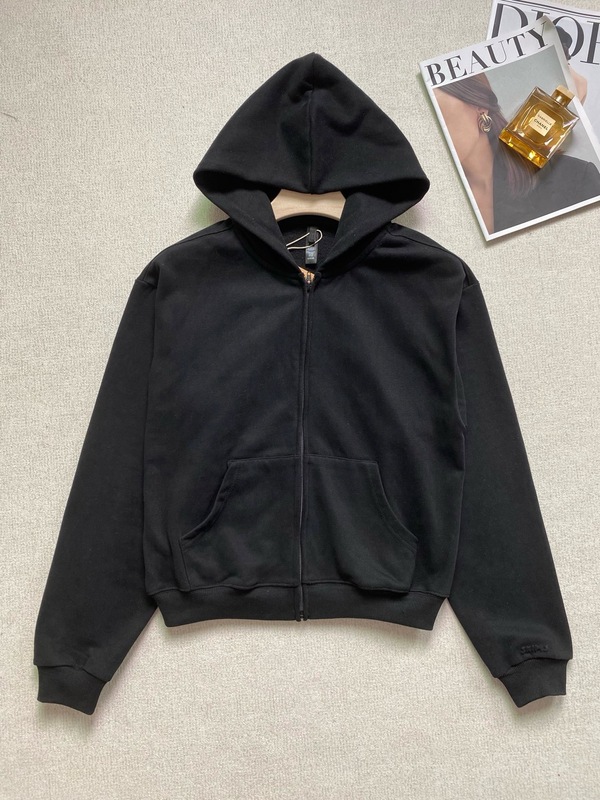 现货skims卡戴珊连帽卫衣拉链宽松情侣长袖开衫外套女纯色简约款|undefined
