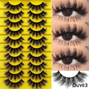 10 Pairs of Russian Style 3D Curling Fluffy False Eyelashes, Thick Messy Eyelashes to Create a Dramatic Look