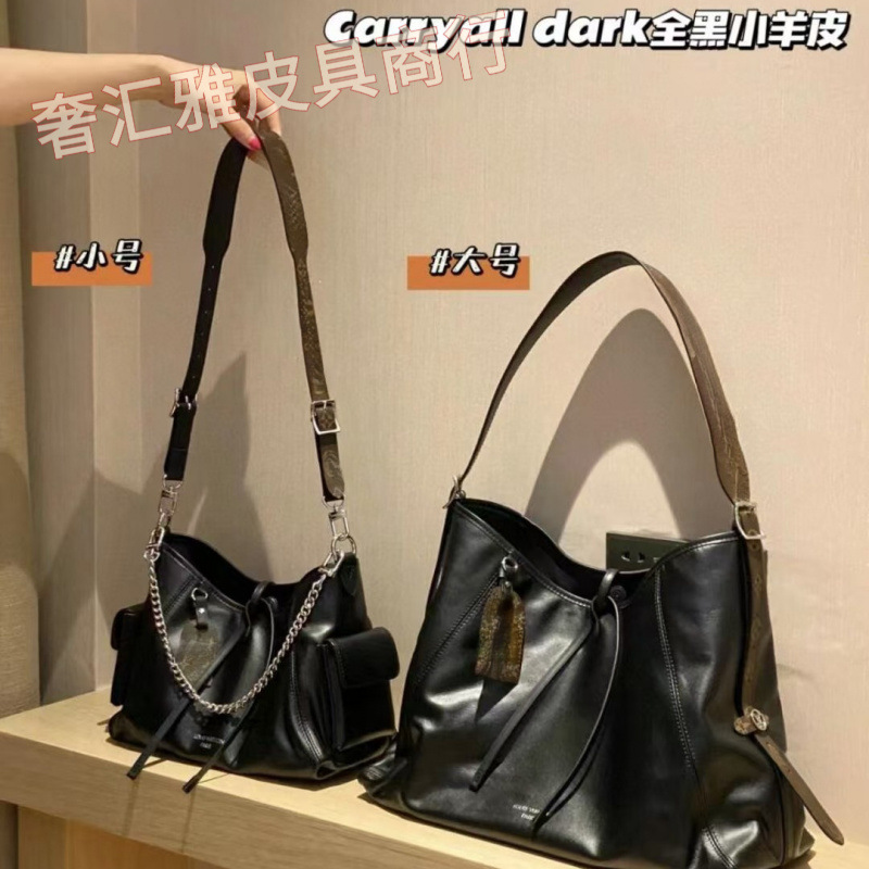 驴家新款小羊皮carryall黑武士托特包单肩斜挎真皮通勤大容量购物
