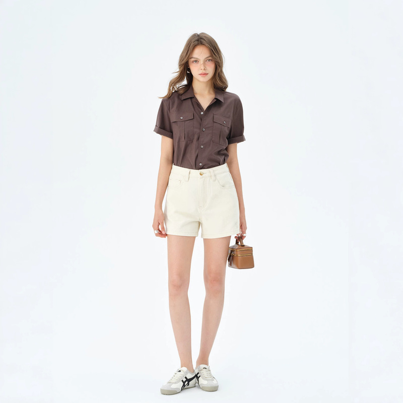 Mbb Two-Color Non-Elastic Denim Shorts for Women, Summer A-Line High-Waisted Versatile Loose Pure Cotton Straight Hot Pants