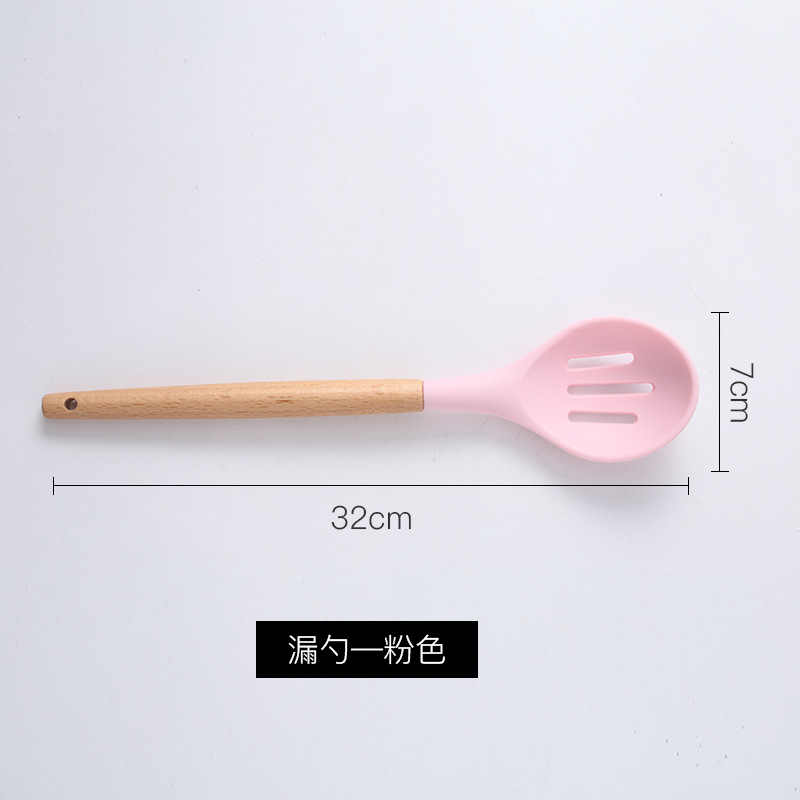 Mango de madera de silicona cocina de almacenamiento conjunto de cilindro 11 piezas de mango de madera de cocina de silicona fácil de almacenar cocina