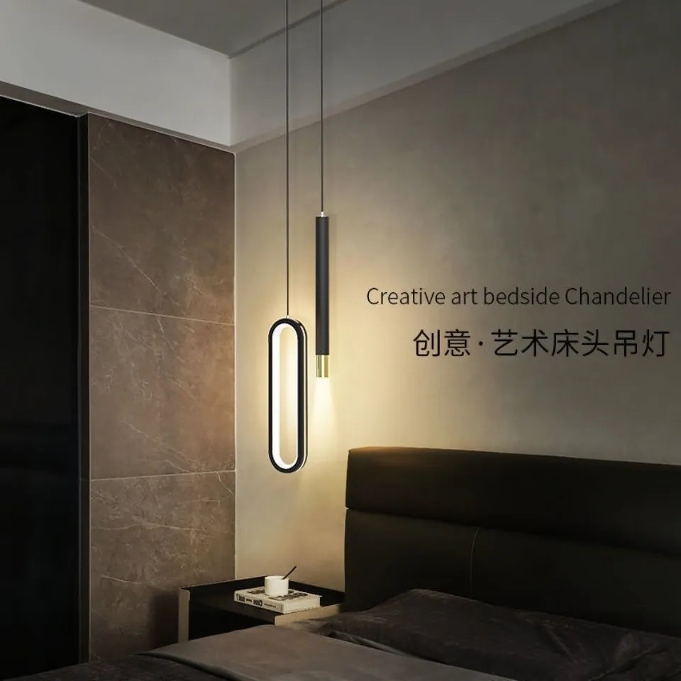 北欧长线极简吊灯现代简约创意客厅背景墙网红轻奢卧室床头小吊灯-阿里巴巴