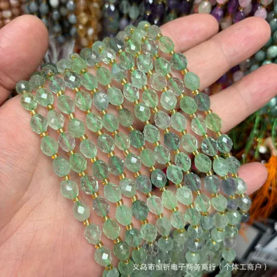 eye agate faceted loose beads, Zərgərlik ara hissələri - green-fluorite-8x6mm-approximately-18-beads-per-strand-short-style