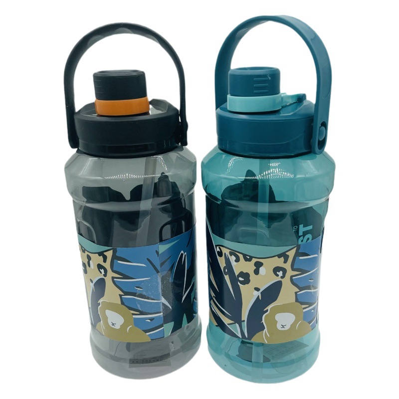 Amistad deportes al aire libre PC taza de plástico estudiante 1500ml gran capacidad paja hervidor portátil al por mayor