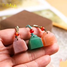 新疆金丝玉白玉印章挂件东陵玉天山翠桃花酿小秤砣玉石吊坠批发