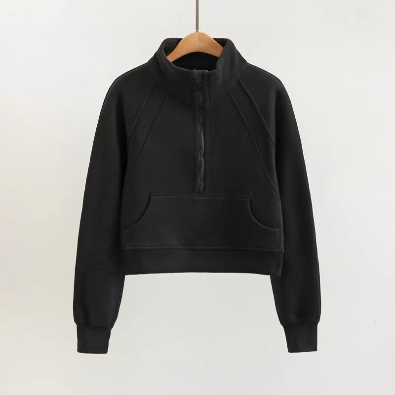 Otoño y invierno lu el mismo cuello vertical chaqueta deportiva con medio cremallera gruesa camiseta casual de fitness ropa de yoga al aire libre mujer image 6