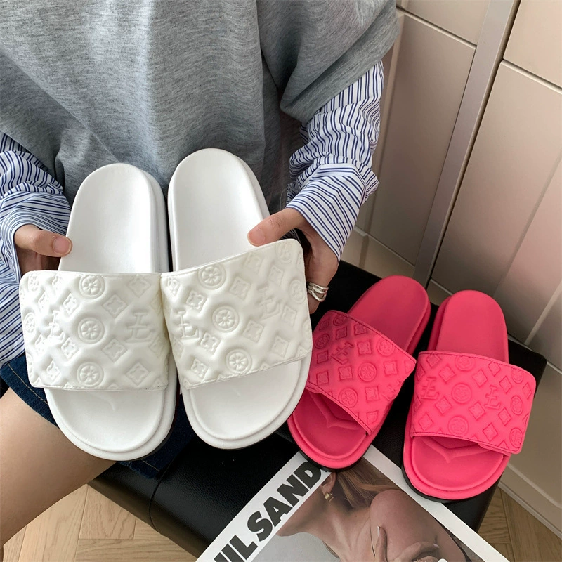 Липучка шлепанцы женские летние носки 2024 новый сетчатый красный дикий толстый фасон мягкая подошва нескользящие нишевые холодные тапочки