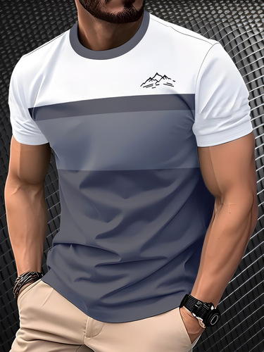 New Summer 3D Digital Printing Short-Sleeve T-Shirt for Men, European and American Fashion Casual Style Printed Crew Neck Short Sleeve