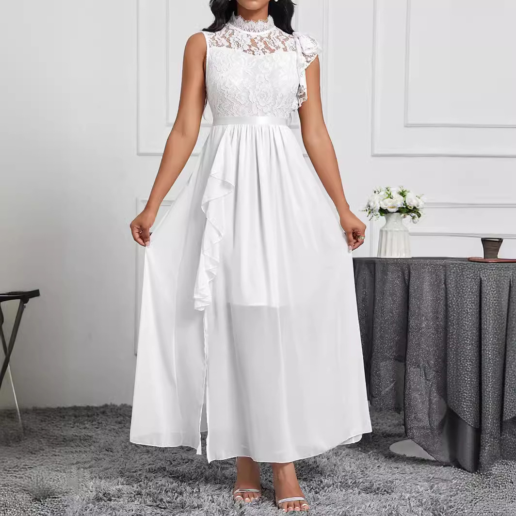 Comercio exterior transfronterizo europeo y americano exclusivamente para el estilo de diseño de nicho wish temperamento amazónico elegante vestido de color sólido mujer image 3
