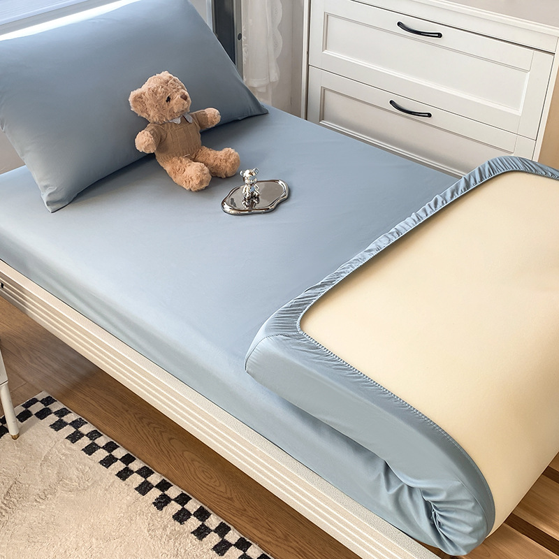 Pure Color Student Dormitory Bed Sheet Set of Three 40-Piece Long Staple Cotton Single Bed Cover Household Memory Foam Mattress Protector