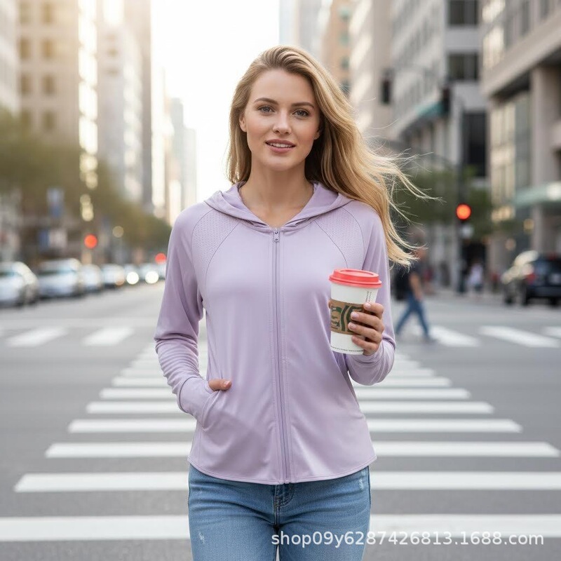 Cross-Border Summer New Style Women's Anti-Uv Hooded Quick-Dry Jacket Outdoor Casual Sun Protection Clothing Lightweight Cross-Border Summer New Style Women's Anti-Uv Hooded Quick-Dry Jacket Outdoor Casual Sun Protection Clothing Lightweight