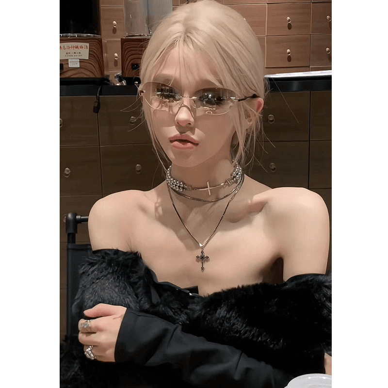 Wig female full head cover [milk tea gray gold] long straight hair small lace fashion temperament net red with simulation hair