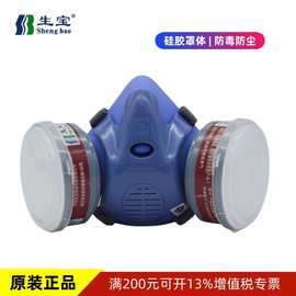 生宝防毒面具SR800硅胶防尘毒套装防工业化工气体喷漆防护面罩