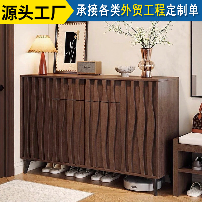 Shoe Cabinet for Home Entrance Large-Capacity Multi-Layer Entrance Cabinet Integrated Wall-Mounted Antique Style Storage Cabinet Storage Cabinet