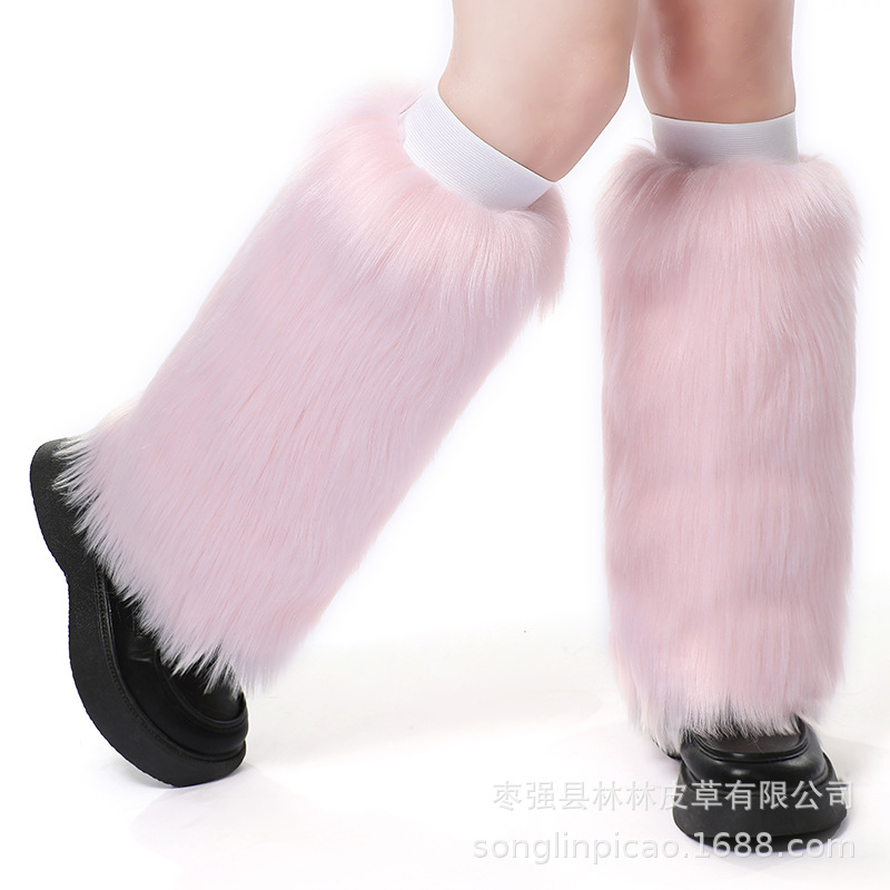 Otoño e Invierno exportación europea y americana original única imitación de piel de zorro cubierta de la pierna cubierta del zapato de la rodilla de las mujeres largo grueso caliente