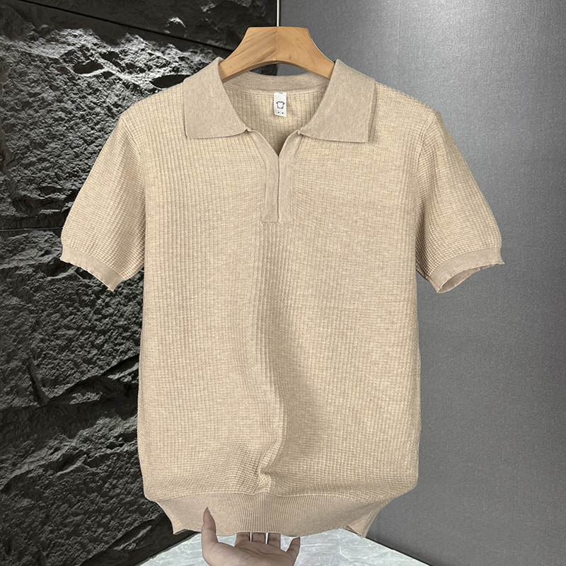 Camisas de polo de manga corta camiseta de hombre cuello V viejo dinero viento helado verano fábrica transfronteriza mayorista viejo dinero viento camiseta de polo hombre