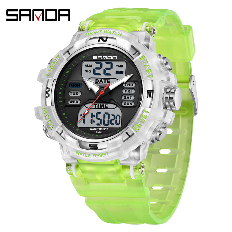 SANDA moda moda reloj electrónico pareja multifunción cuenta regresiva cronómetro deportivo impermeable