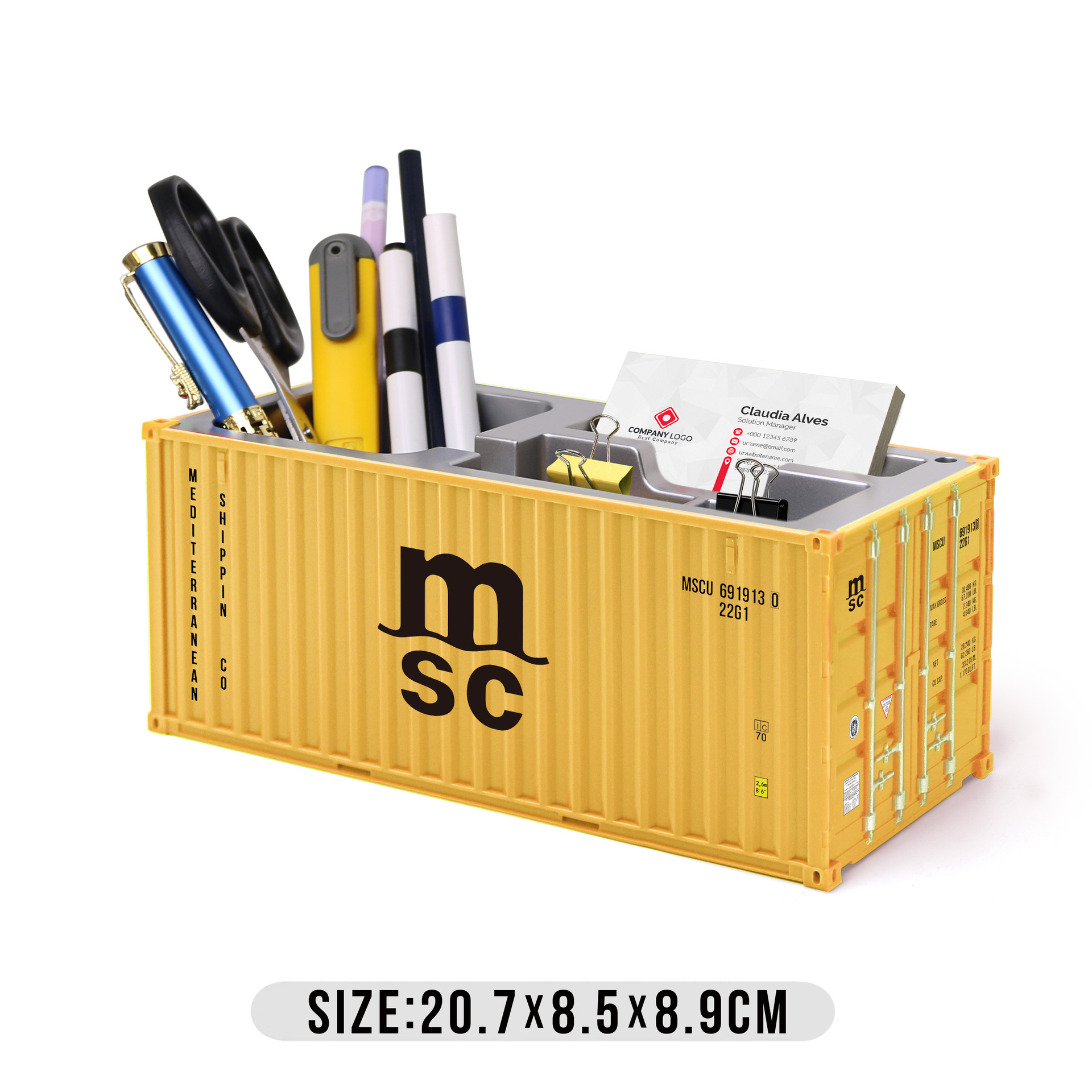 Caja de tarjetas de visita MSC Pen Holder Amarillo
