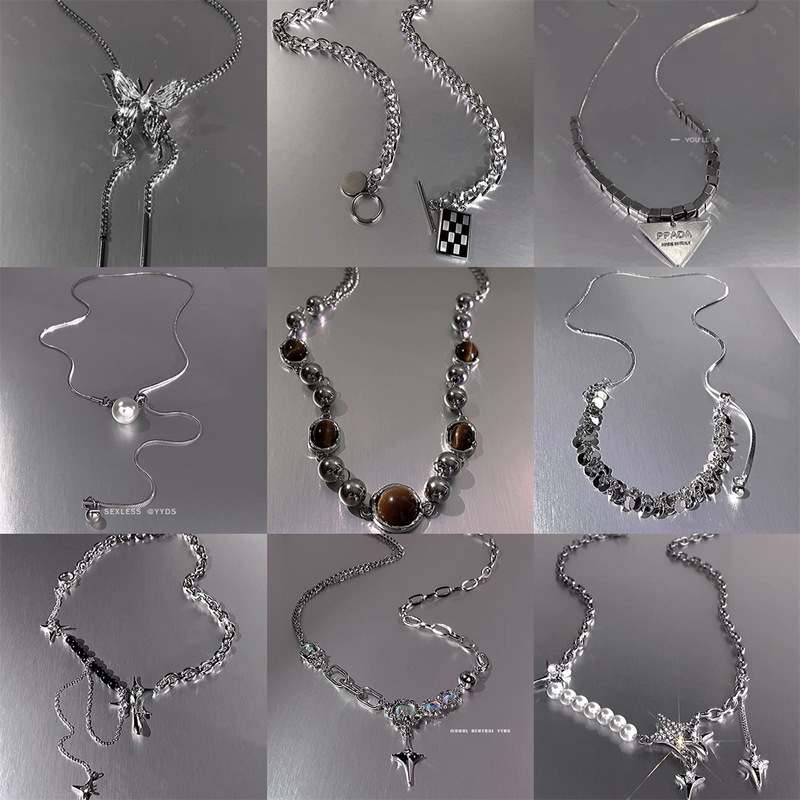 Factory Outlet ~ Sweet Cool Personality Dravable Necklace Female ins Trendy Niche Advanced Design Cool Style Sweat Chain